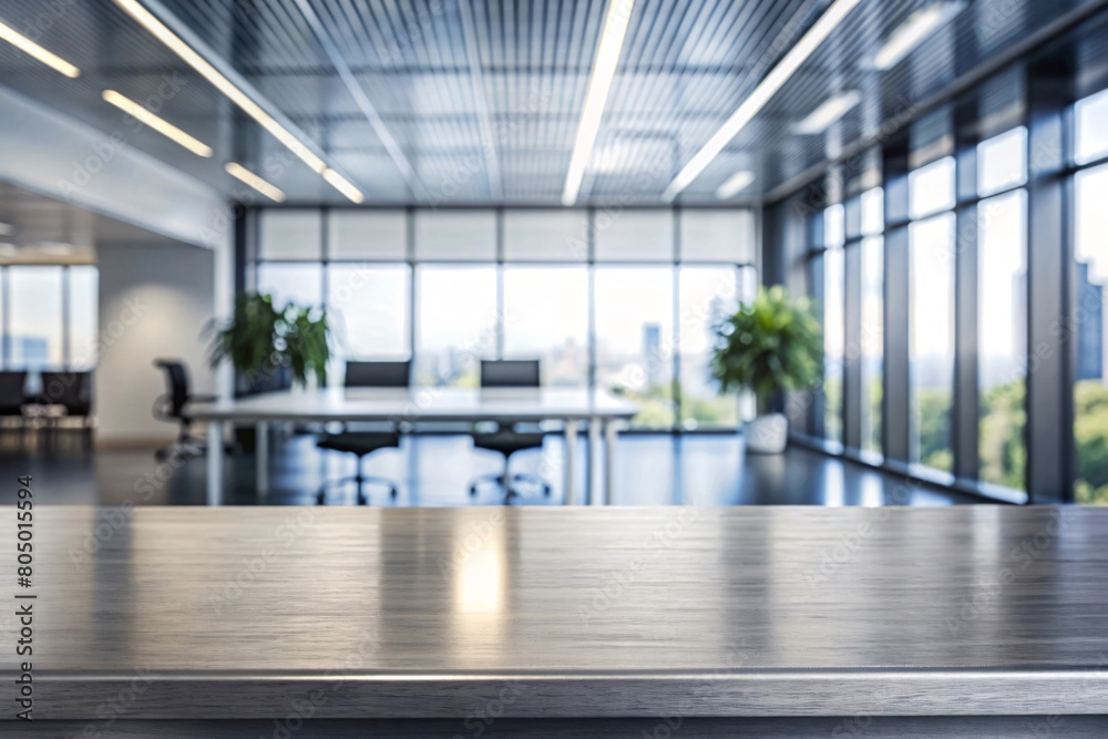 Wooden top with blurred empty office room background can be used for mocking up or display product to make advertising. Wooden top with blurred empty office room background can be used for mocking up or display product to make advertising.