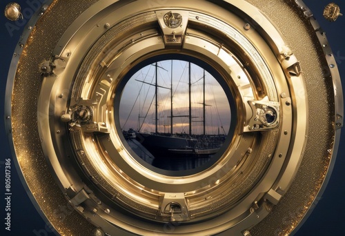  gold porthole ship sailor window navigation deck yacht 