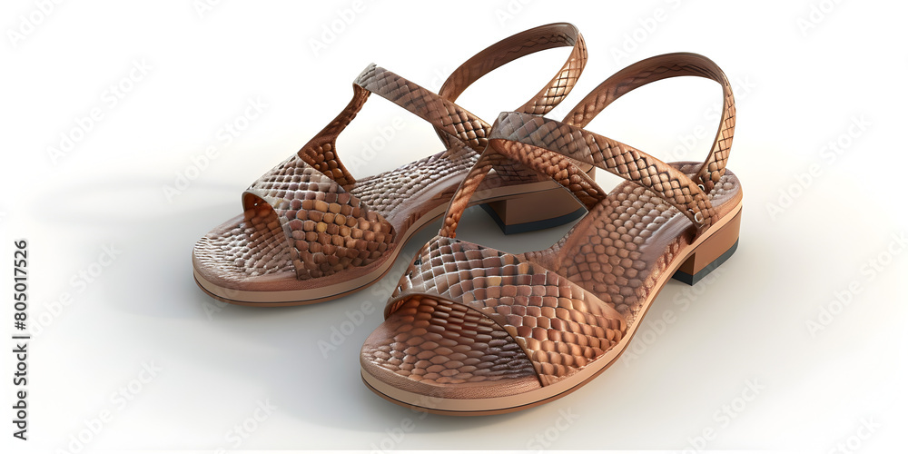 Naklejka premium Showcase of Authentic Leather Sandals on White Background. 