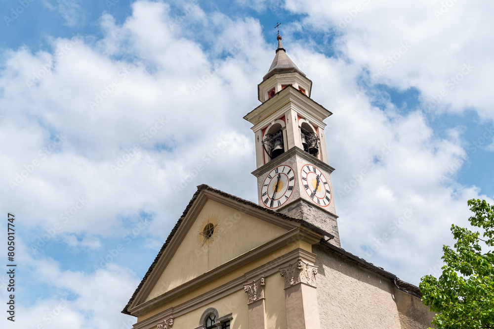 The parish church of the Beata Vergine Assunta in Moghegno, hamlet of Maggia in the Canton of Ticino, Switzerland