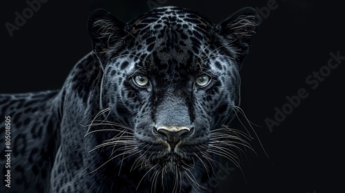 Wild animals banner with copy space. Close up of Jaguar, cheetah, leopard on black background. © Penatic Studio