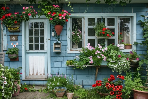 garden setting with overflowing flower