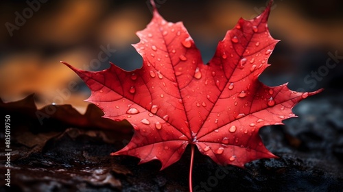 A close-up of a maple leaf in its vibrant red glory