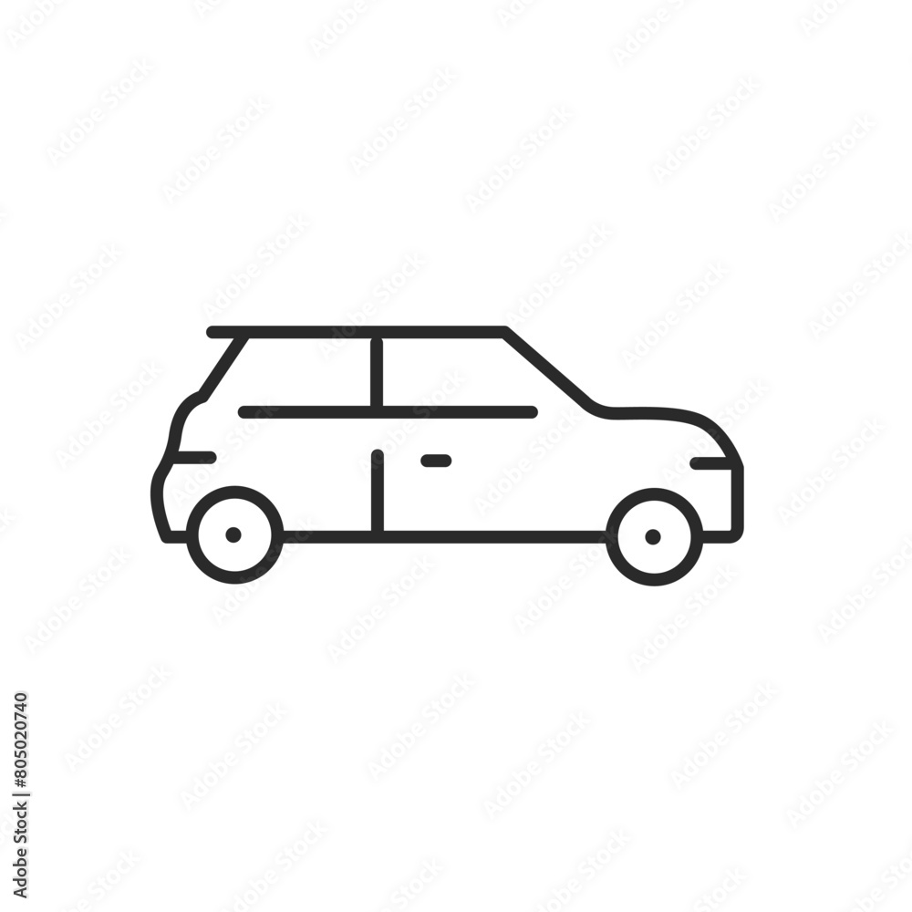Crossover SUV icon. Simple and versatile design for representing family-friendly urban and adventure transportation. Perfect for web and app interfaces. Vector illustration