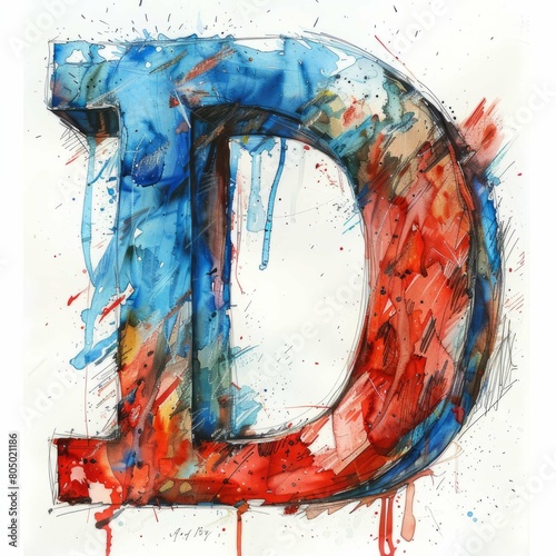 Dynamic Brushstrokes  Artistic Depiction of Letter  D 