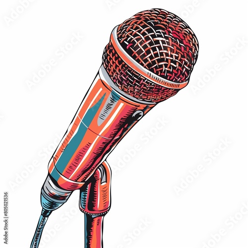 Retro Handheld Microphone on White Background for Music and Podcasting photo