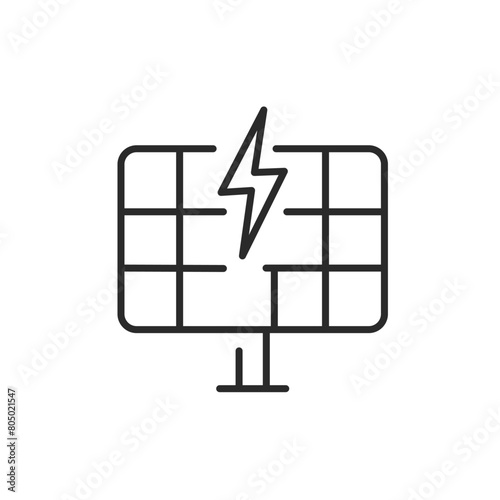 Solar Panel Energy icon. This icon symbolizes the harnessing of solar energy through photovoltaic cells, indicative of renewable power sources and sustainable technology. Vector illustration