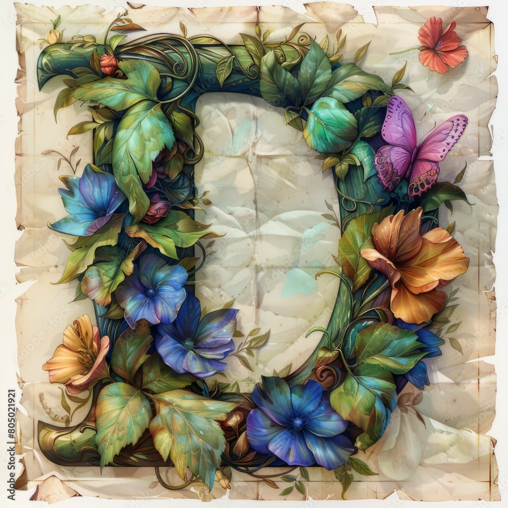 Fototapeta premium Dynamic Brushstrokes: Artistic Depiction of Letter 