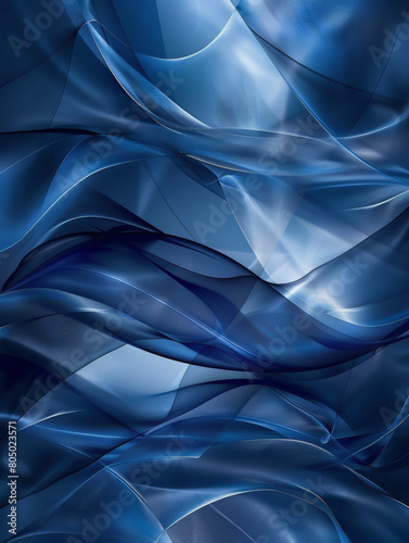 Abstract image of wavy blue textures, possibly a close-up of a shiny fabric or a digital art piece with a sleek, flowing, and glossy appearance.