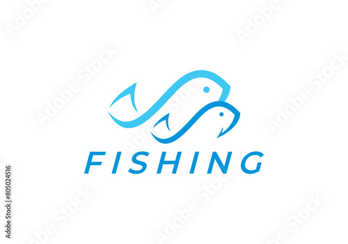 fish with a hook logo vector design