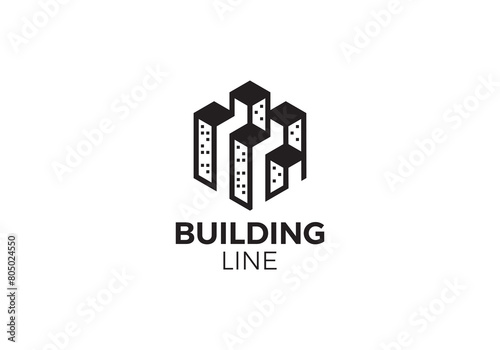 building hexagon logo. city, hotel, apartment icon vector design