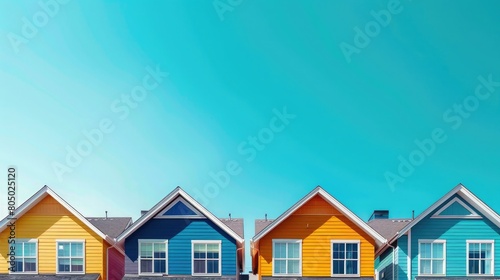 Illustration of Colorful Suburban Puzzle Homes,Community, Togetherness, background, copy space