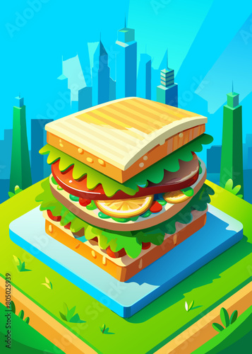 sandwich, on a white background