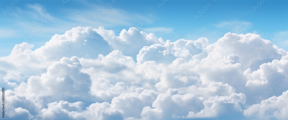 Panoramic view of blue sky with white clouds. Panoramic background. Panoramic view of blue sky with white clouds. Panoramic background.