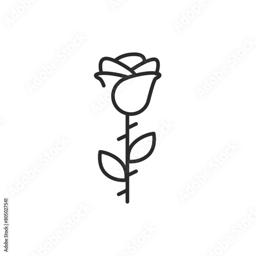  Rose icon. A vector illustration of a rose, widely recognized as a symbol of love and beauty. Perfect for use in floral arrangements, romantic designs, or nature-themed content. Vector illustration