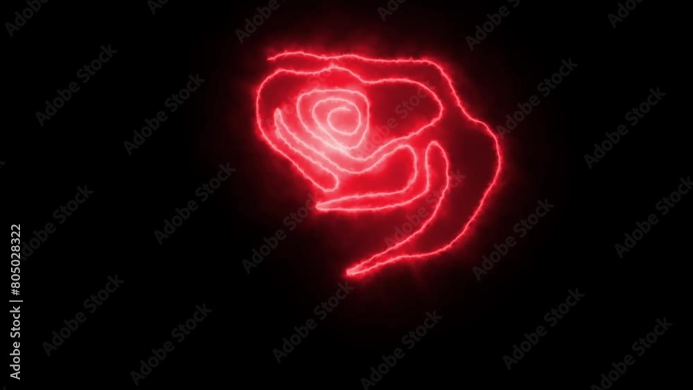 Self drawing animation with one continuous line draw, logo, burning red rose Self drawing animation with one continuous line draw, logo, burning red rose
