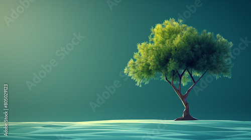 Tree with futuristic digital. Low poly model design.  photo