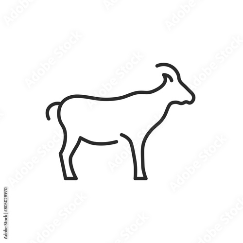 Goat icon. A simple outline of a goat  symbolizing farm life  agriculture  and sustainable farming practices. This icon is ideal for use in materials related to farming and rural. Vector illustration