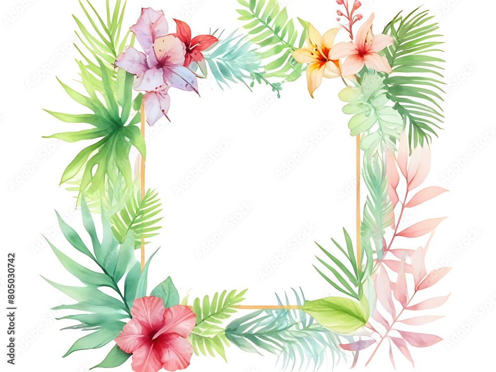 Colorful flower frames against Minimal design with white background. Colorful flower frames against Minimal design with white background.