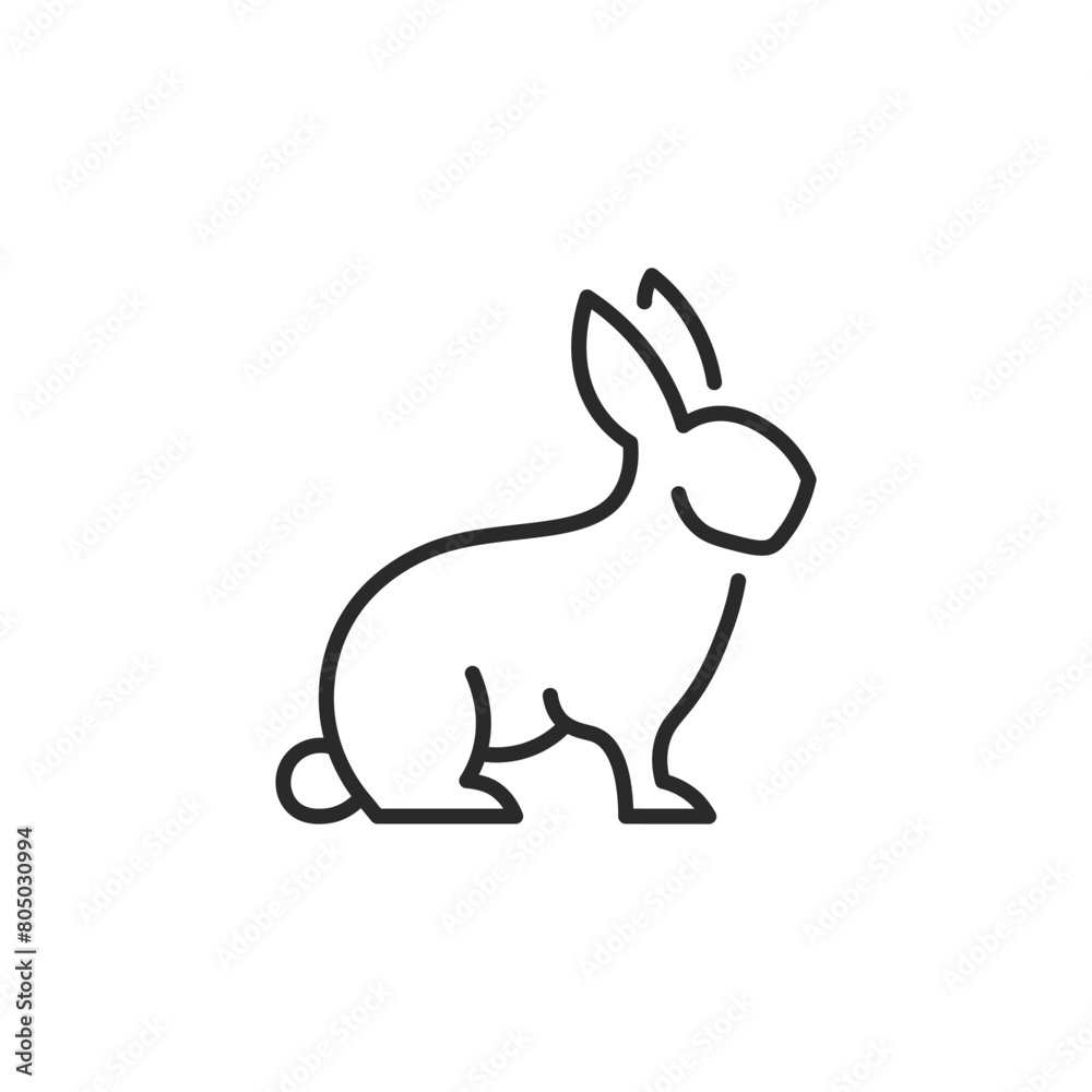 Rabbit icon. Depicts a stylized rabbit, commonly associated with both wild and domestic contexts. This icon is ideal for use in materials related to wildlife, pet care. Vector illustration