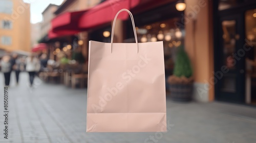Urban hand-held paper bag mockup, showcasing versatility, ,