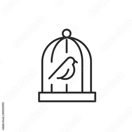 Pet Bird icon. Represents a bird, commonly kept as a companion animal in cages or aviaries. Ideal for use in pet-related businesses, veterinary services, or pet care apps. Vector illustration