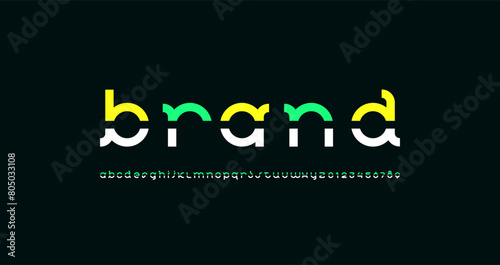 Design font, rounded modern cut alphabet, trendy letters from A to Z and numbers from 0 to 9, vector illustration 10EPS