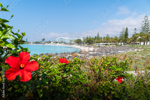Obraz na płótnie Landscape with Nissi beach, Ayia Napa, Cyprus island w salonie