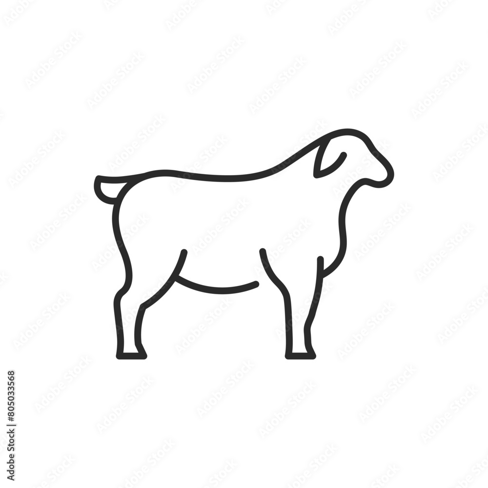 Sheep icon. A streamlined representation of a sheep, signifying wool production, pastoral farming, and animal husbandry. This icon is ideal for use in agricultural content. Vector illustration 