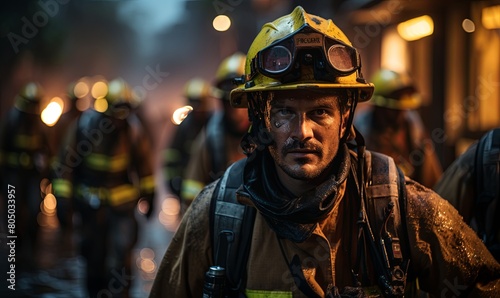 Fireman With Helmet and Goggles in Action