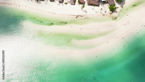 Aerial view of Tropical beach with palm trees. Bantayan island, Philippines. photo