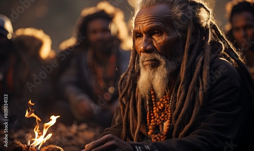 Man With Dreadlocks Sitting by Fire