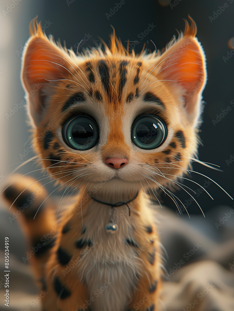 cat, tiger, 3D illustration, digital art, feline, wildcat, domestic cat ...