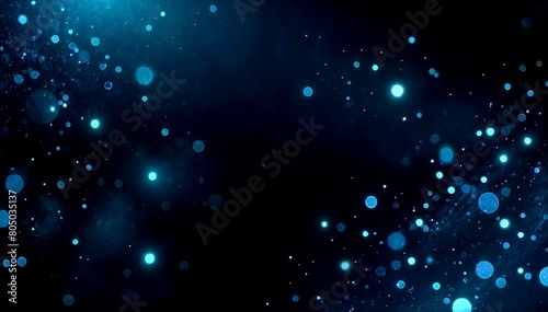 Magical Blue Background with Glowing Dots and Blurred Lights