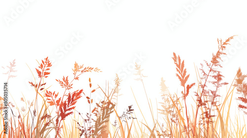 Dry autumn grasses in a forest meadow. Macro image sh