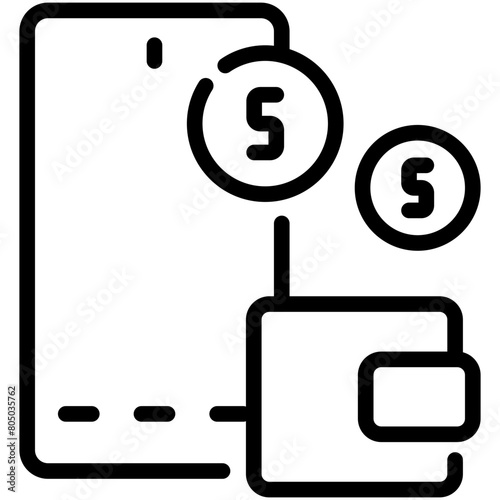 mobile wallet line icon