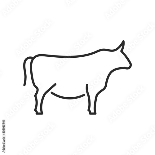 Bull icon. Simple representation of a bull, often associated with strength and agriculture. Used in a variety of contexts from farming to finance (bull market). Vector illustration photo