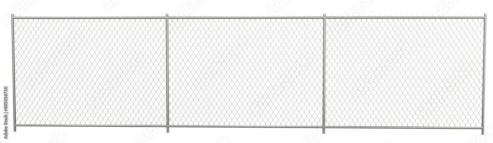 classic chain-link fence reimagined in 3D (transparent background). This render highlights the minimalist design and strength of this popular security solution for construction sites