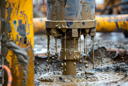 Close-up of drilling mud being prepared, a critical component in stabilizing boreholes and ensuring safe drilling operations   photo