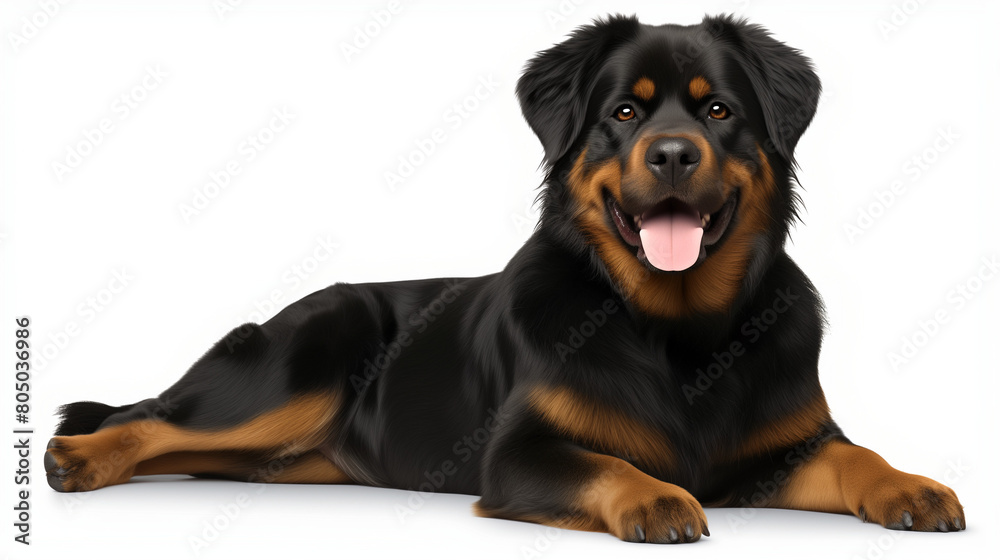 Smiling Akbash Rottie Dog Poses on White Background Smiling Akbash Rottie Dog Poses on White Background
