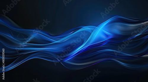 A blue wave with a black background. The blue color is very vivid and the wave is very long