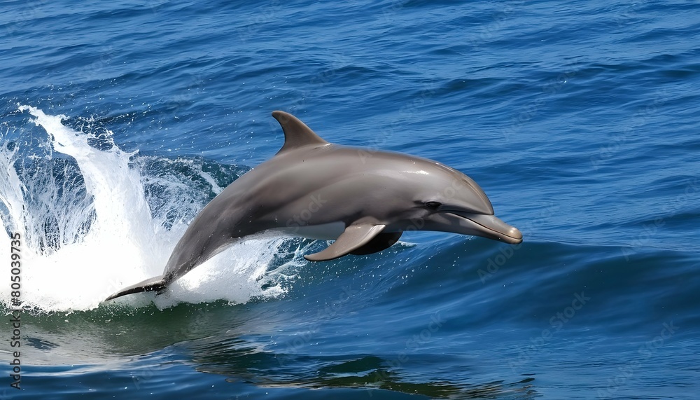 A Dolphin Jumping Over A Wave