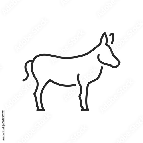 Donkey icon. A stylized representation of a donkey, often used to symbolize hard work, agriculture, and rural life. Suitable for use in educational materials, farming content. Vector illustration