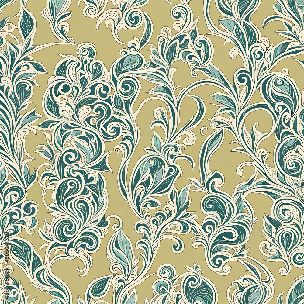 Art Nouveau Floral Seamless Pattern