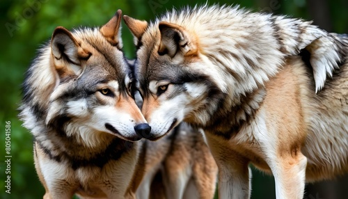 A Wolf With A Gentle Nuzzle Showing Affection To