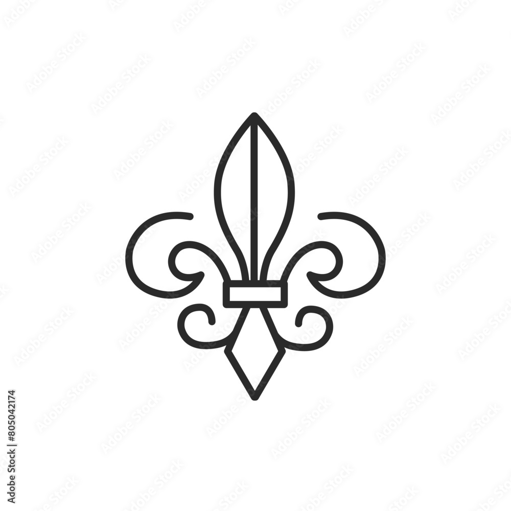 Fleur-de-lis icon. A simple yet elegant vector illustration of the iconic symbol used historically in French heraldry, perfect for cultural and historical references. Vector illustration