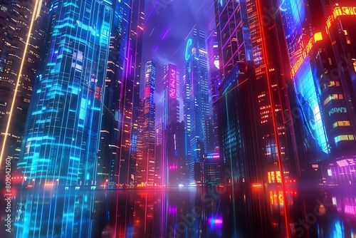 A dark and rainy night in the cyberpunk city