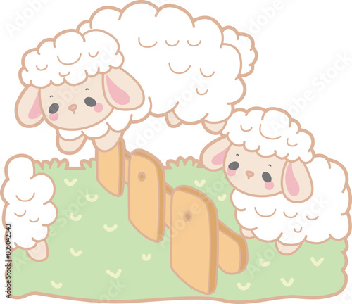 Wallpaper Mural Cute sheep hand drawn emotes icon. Baby sheep illustration activites. Funny sheep clip art elements.
 Torontodigital.ca
