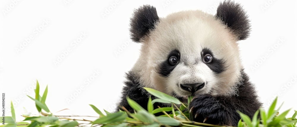 A baby panda is eating bamboo A baby panda is eating bamboo