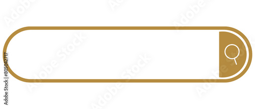 Gold Search Bar Icon Isolated on White. Can be used as a Text Frame. 